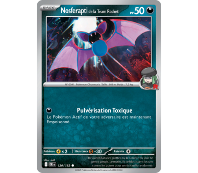 Nosferapti de la Team Rocket Pv 50 120/182 – Carte Commune Reverse – Écarlate et Violet Rivalités Destinées