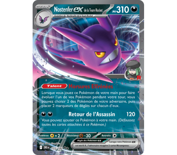 Nostenfer-ex de la Team Rocket Pv 310 122/182 – Carte Pokémon‑ex Double Rare – Écarlate et Violet Rivalités Destinées