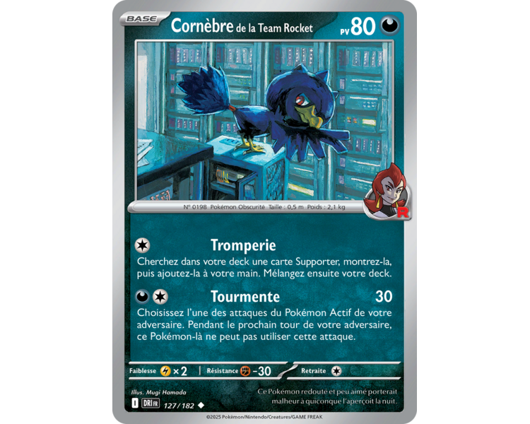 Cornèbre de la Team Rocket Pv 80 127/182 - Carte Peu Commune - Écarlate et Violet Rivalités Destinées Cornèbre de la Team Rocket Pv 80 127/182 - Carte Peu Commune - Écarlate et Violet Rivalités Destinées