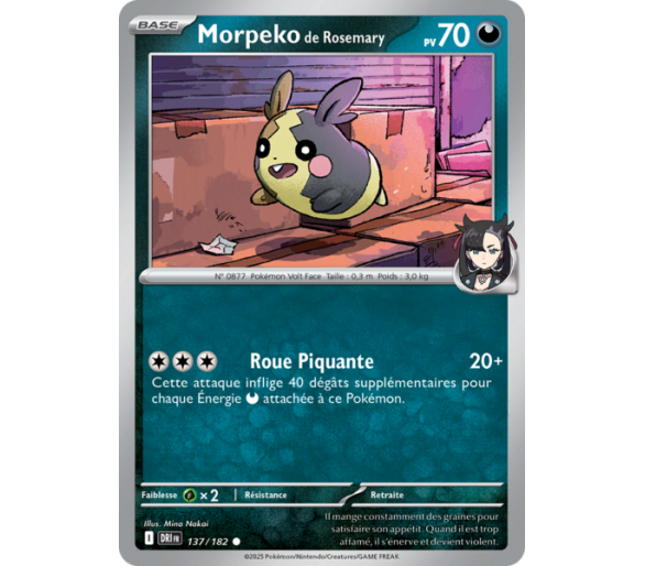 Morpeko de Rosemary Pv 70 137/182 – Carte Commune – Écarlate et Violet Rivalités Destinées