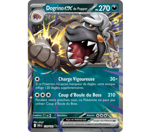 Dogrino-ex de Pepper Pv 270 139/182 – Carte Pokémon‑ex Double Rare – Écarlate et Violet Rivalités Destinées