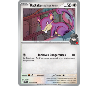 Rattata de la Team Rocket Pv 50 147/182 – Carte Commune – Écarlate et Violet Rivalités Destinées