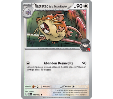 Rattatac de la Team Rocket Pv 90 148/182 – Carte Commune Reverse – Écarlate et Violet Rivalités Destinées