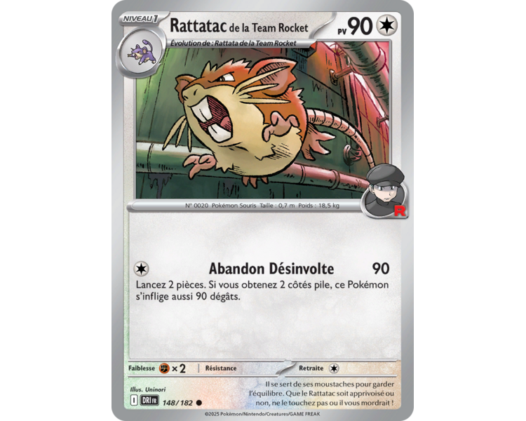 Rattatac de la Team Rocket Pv 90 148/182 – Carte Commune Reverse – Écarlate et Violet Rivalités Destinées