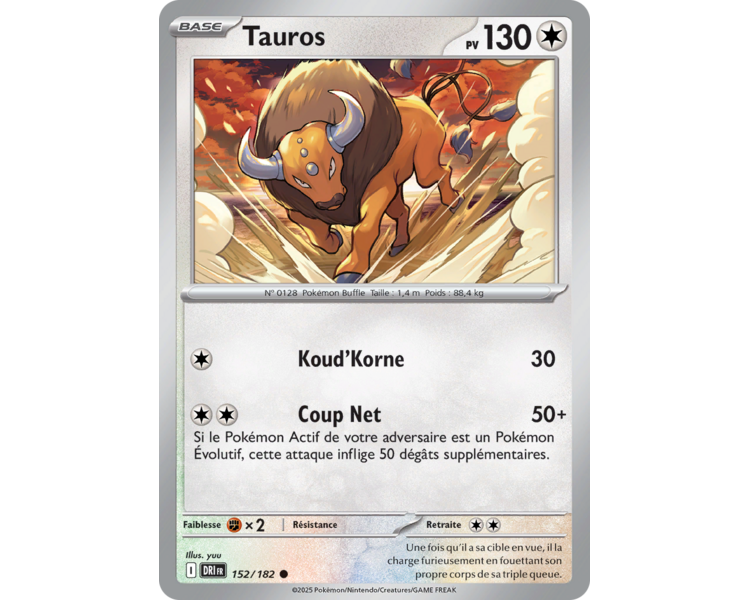 Tauros Pv 130 152/182 – Carte Commune Reverse – Écarlate et Violet Rivalités Destinées Tauros Pv 130 152/182 – Carte Commune Reverse – Écarlate et Violet Rivalités Destinées