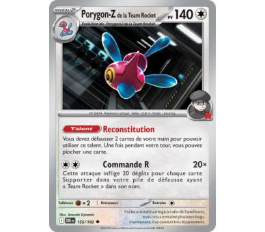 Porygon-Z de la Team Rocket Pv 140 155/182 - Carte Peu Commune - Écarlate et Violet Rivalités Destinées