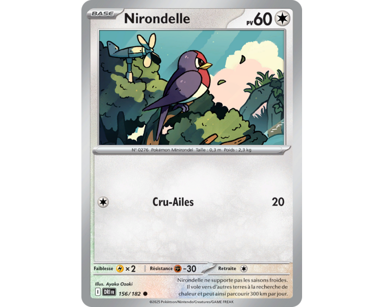 Nirondelle Pv 60 156/182 – Carte Commune Reverse – Écarlate et Violet Rivalités Destinées