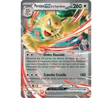 Persian-ex de la Team Rocket Pv 260 150/182 – Carte Pokémon‑ex Double Rare – Écarlate et Violet Rivalités Destinées