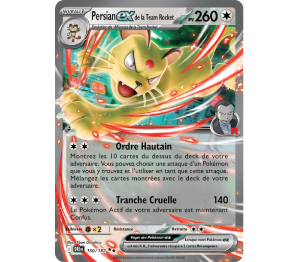Persian-ex de la Team Rocket Pv 260 150/182 – Carte Pokémon‑ex Double Rare – Écarlate et Violet Rivalités Destinées