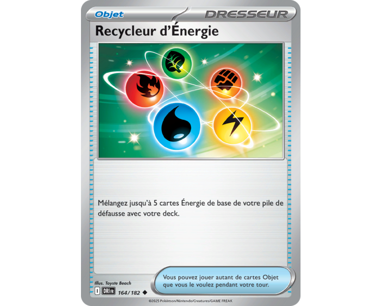 Objet Recycleur d'Énergie 164/182 - Carte Peu Commune Reverse - Écarlate et Violet Rivalités Destinées Objet Recycleur d'Énergie 164/182 - Carte Peu Commune Reverse - Écarlate et Violet Rivalités Destinées