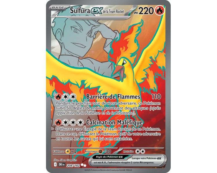 Sulfura-ex de la Team Rocket Pv 220 208/182 - Carte Ultra Rare - Écarlate et Violet Rivalités Destinées Sulfura-ex de la Team Rocket Pv 220 208/182 - Carte Ultra Rare - Écarlate et Violet Rivalités Destinées