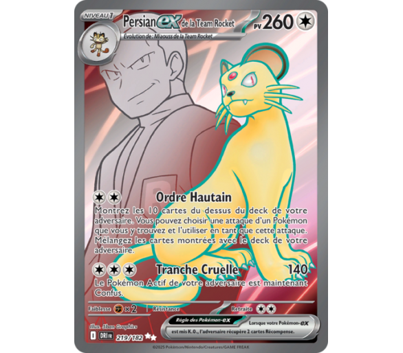 Persian-ex de la Team Rocket Pv 260 219/182 - Carte Ultra Rare - Écarlate et Violet Rivalités Destinées