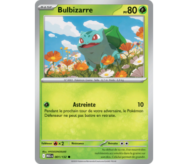 Bulbizarre Pv 80 001/132 - Carte Commune Reverse - Méga-Évolution