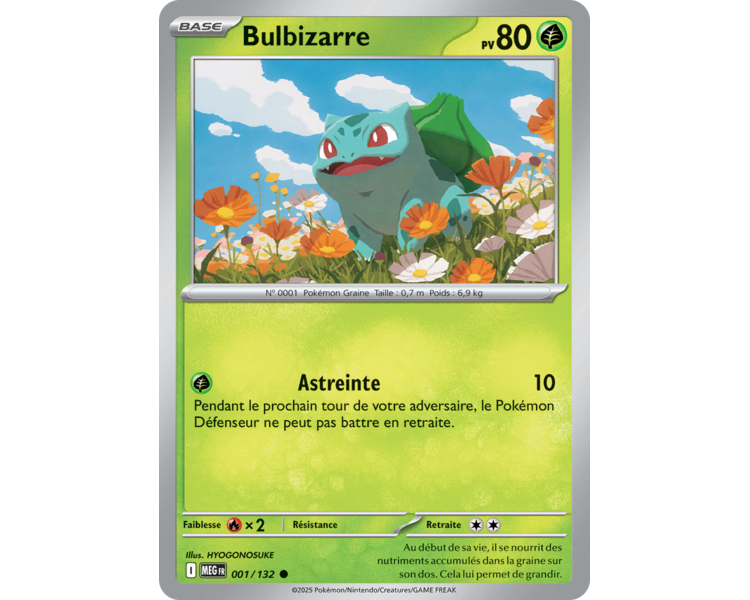 Bulbizarre Pv 80 001/132 - Carte Commune Reverse - Méga-Évolution