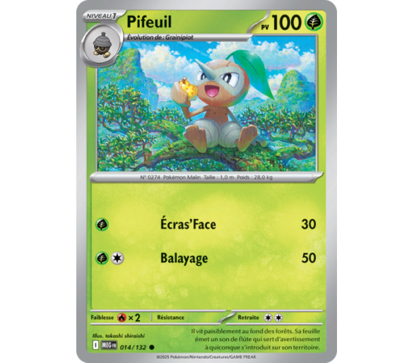 Pifeuil Pv 100 014/132 - Carte Commune Reverse - Méga-Évolution