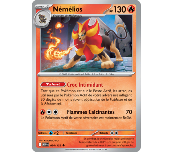 Némélios Pv 130 024/132 - Carte Peu Commune Reverse - Méga-Évolution