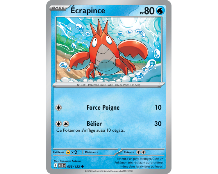 Écrapince Pv 80 033/132 - Carte Commune Reverse - Méga-Évolution