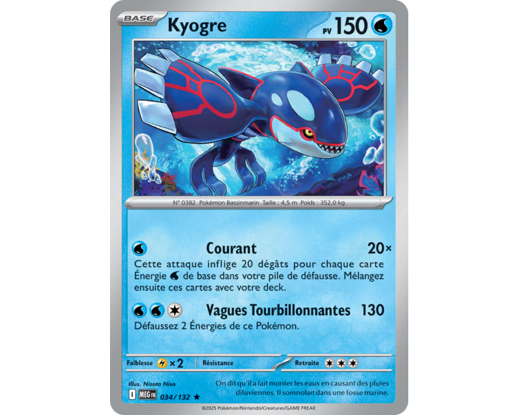 Kyogre Pv 150 034/132 - Carte Rare Holographique - Méga-Évolution