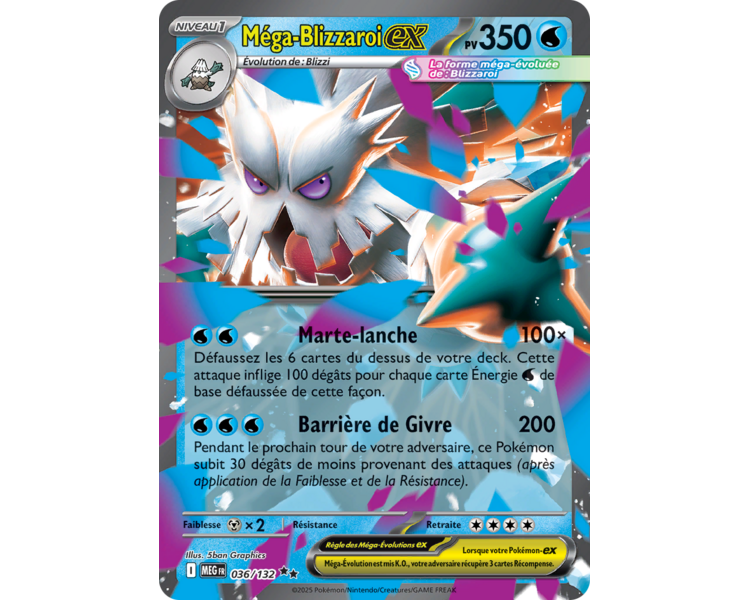 Méga-Blizzaroi-ex Pv 350 036/132 - Carte Double Rare - Méga-Évolution