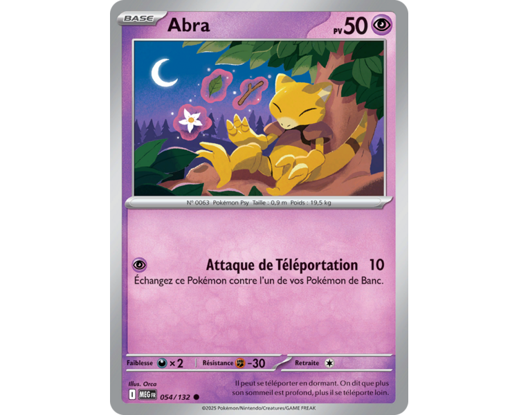 Abra Pv 50 054/132 - Carte Commune Reverse - Méga-Évolution