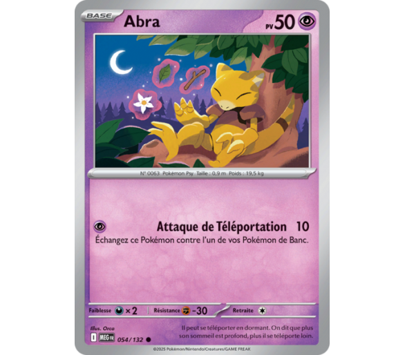 Abra Pv 50 054/132 - Carte Commune Reverse - Méga-Évolution