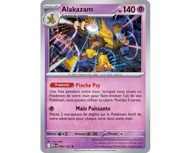 Alakazam Pv 140 056/132 - Carte Rare Holographique - Méga-Évolution