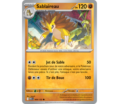 Sablaireau Pv 120 069/132 - Carte Commune Reverse - Méga-Évolution