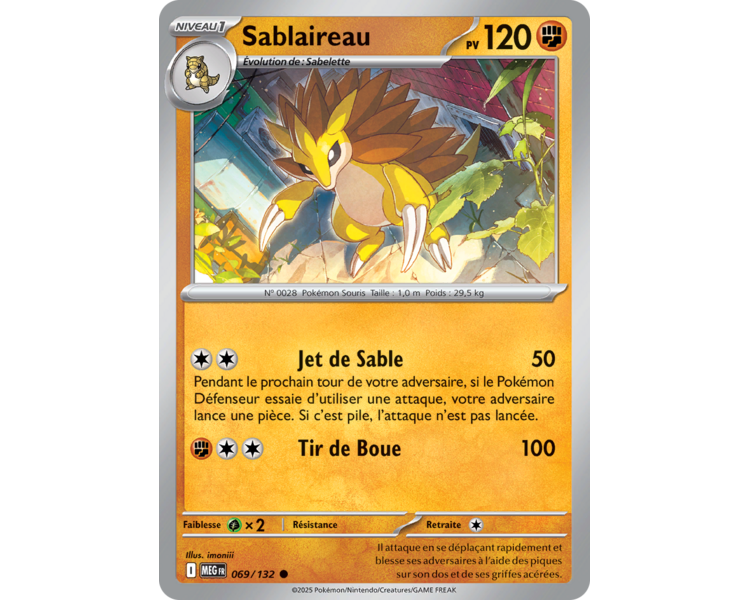 Sablaireau Pv 120 069/132 - Carte Commune Reverse - Méga-Évolution