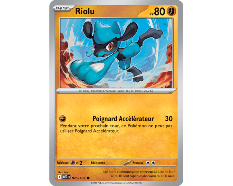 Riolu Pv 80 076/132 - Carte Commune Reverse - Méga-Évolution