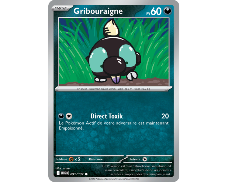 Gribouraigne Pv 60 91/132 - Carte Commune Reverse - Méga-Évolution