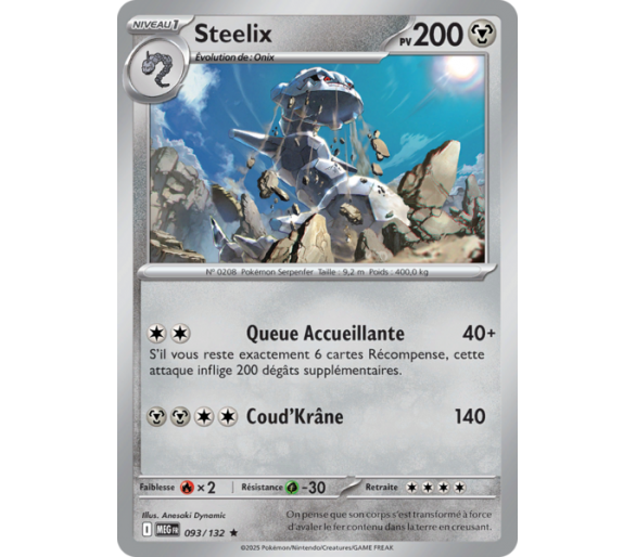 Steelix Pv 200 093/132 - Carte Rare Holographique - Méga-Évolution