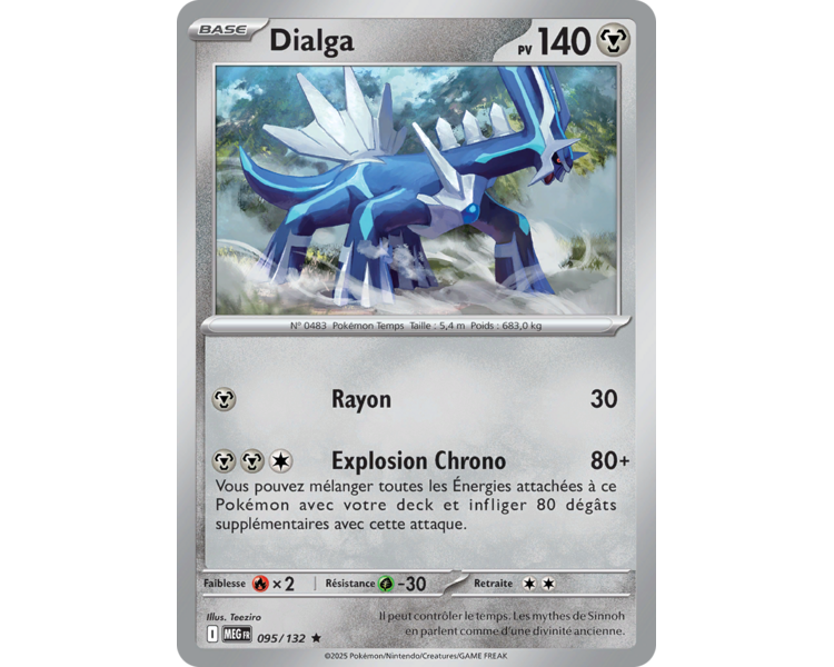 Dialga Pv 140 095/132 - Carte Rare Holographique - Méga-Évolution