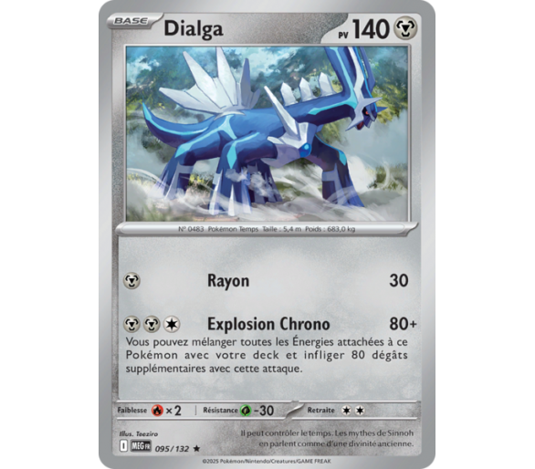 Dialga Pv 140 095/132 - Carte Rare Holographique - Méga-Évolution