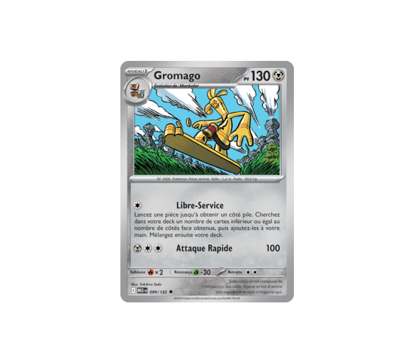 Gromago Pv 130 099/132 - Carte Peu Commune Reverse - Méga-Évolution