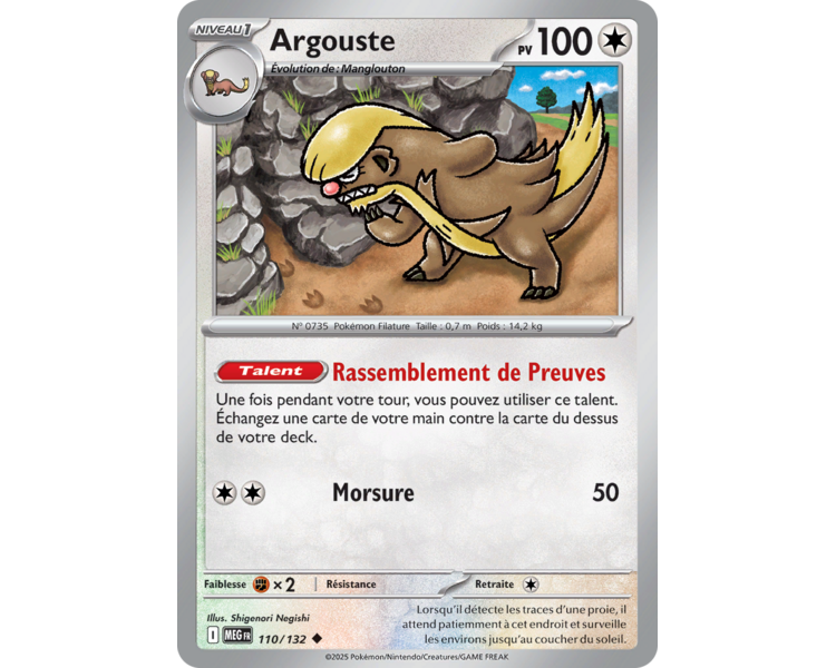 Argouste Pv 100 110/132 - Carte Peu Commune Reverse - Méga-Évolution