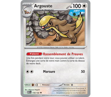 Argouste Pv 100 110/132 - Carte Peu Commune Reverse - Méga-Évolution