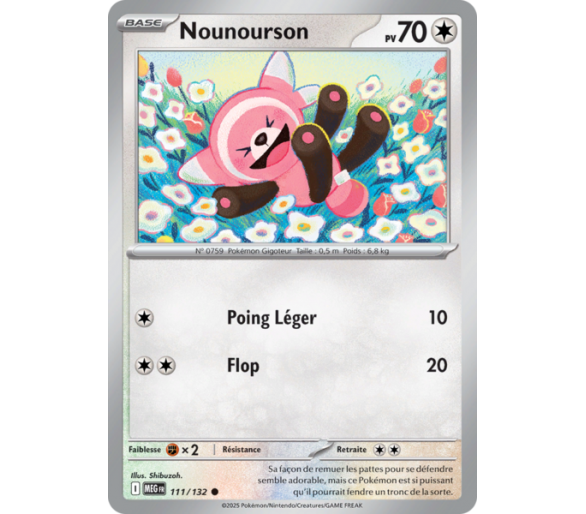 Nounourson Pv 70 111/132 - Carte Commune Reverse - Méga-Évolution