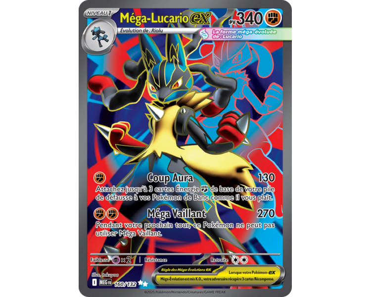 Méga-Lucario-ex Pv 340 160/132 - Carte Secrète Ultra Rare - Méga-Évolution