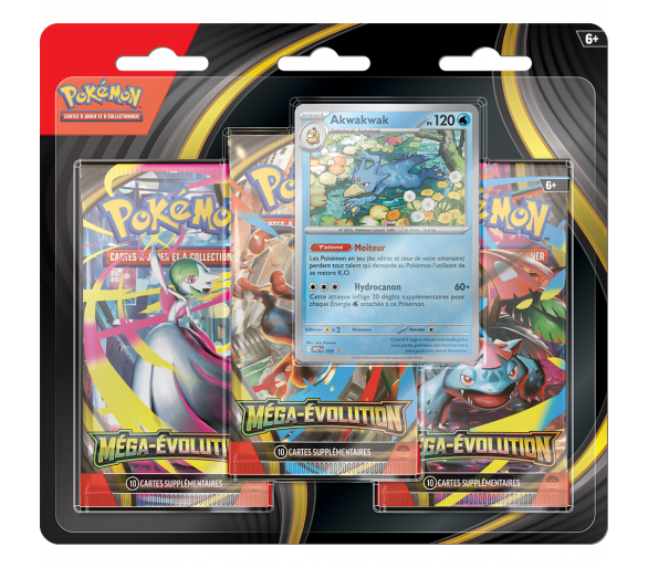 Pack de 3 Boosters Sous Blister Akwakwak- ME01 Méga-Évolution - FR