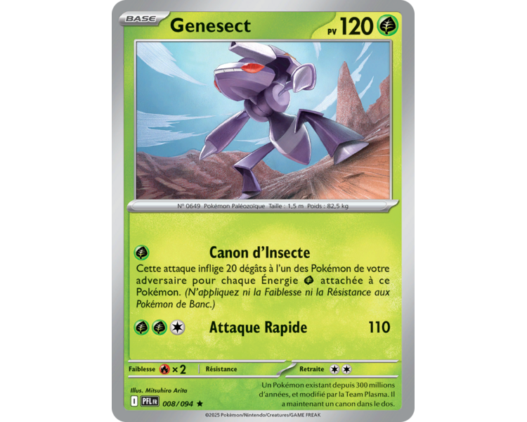 Genesect Pv 120 008/094 - Carte Rare Reverse - Méga-Évolution Flammes Fantasmagoriques