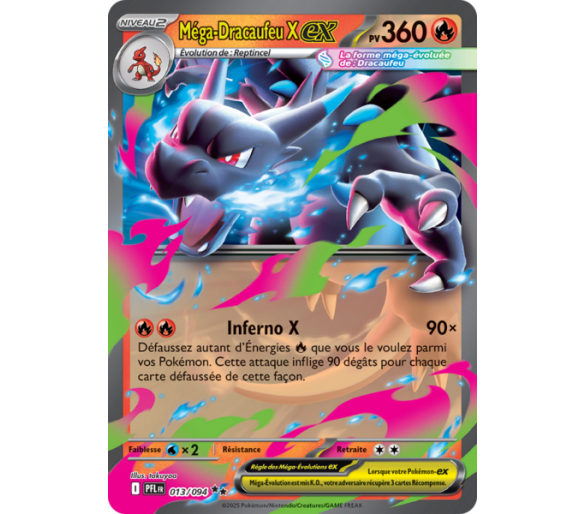 Méga-Dracaufeu X ex Pv 360 013/094 - Carte Double Rare - Méga-Évolution Flammes Fantasmagoriques