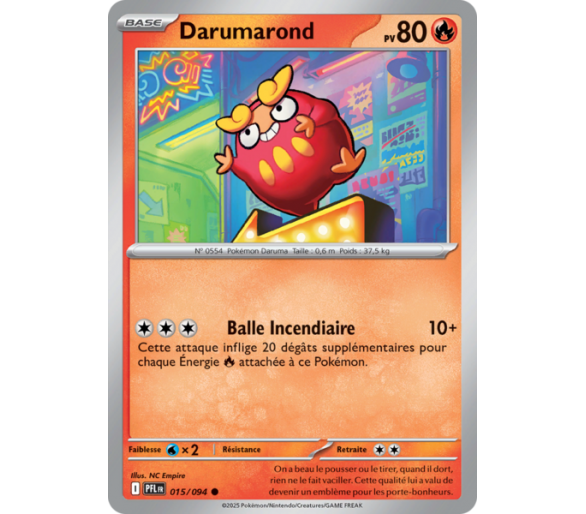 Darumarond Pv 80 015/094 - Carte Commune Reverse - Méga-Évolution Flammes Fantasmagoriques