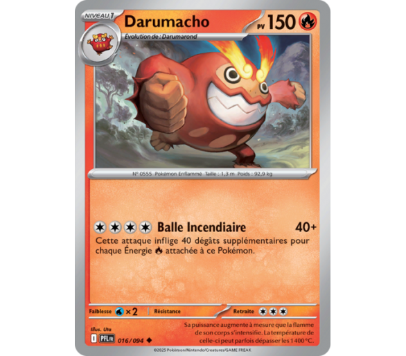 Darumacho Pv 150 016/094 - Carte Peu Commune Reverse - Méga-Évolution Flammes Fantasmagoriques