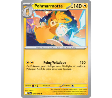 Pohmarmotte Pv 140 034/094 - Carte Rare Holographique - Méga-Évolution Flammes Fantasmagoriques