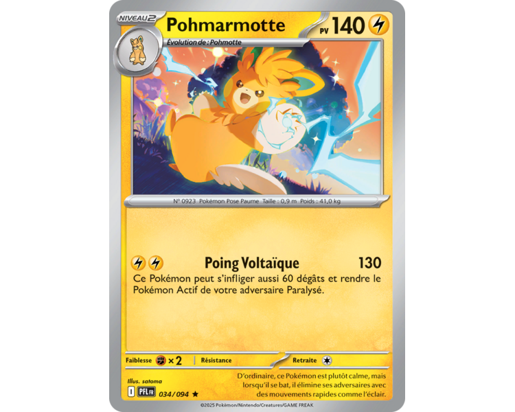 Pohmarmotte Pv 140 034/094 - Carte Rare Holographique - Méga-Évolution Flammes Fantasmagoriques