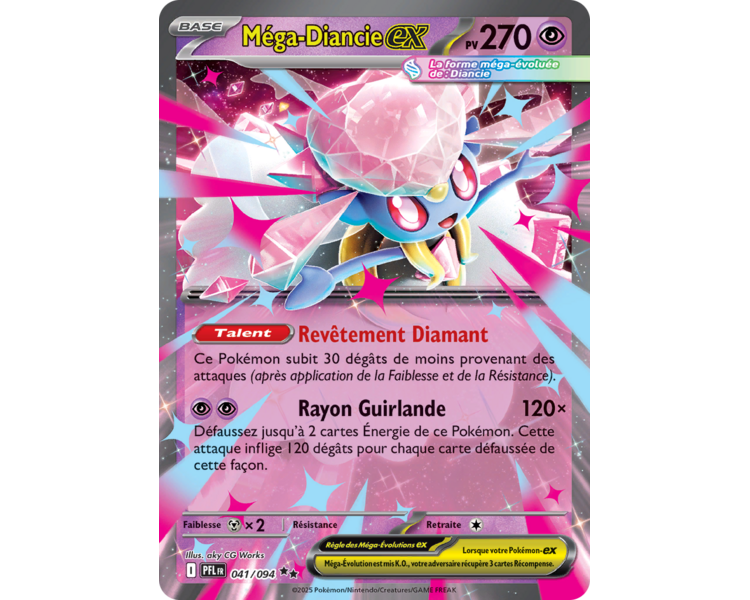 Méga-Diancie-ex Pv 270 041/094 - Carte Double Rare - Méga-Évolution Flammes Fantasmagoriques