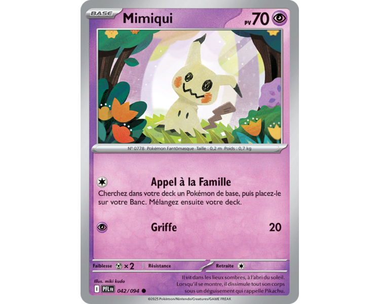 Mimiqui Pv 70 042/094 - Carte Commune Reverse - Méga-Évolution Flammes Fantasmagoriques