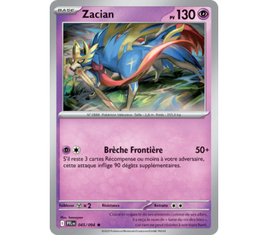 Zacian Pv 130 045/094 - Carte Rare Reverse - Méga-Évolution Flammes Fantasmagoriques