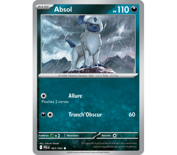 Absol Pv 110 063/094 - Carte Commune Reverse - Méga-Évolution Flammes Fantasmagoriques