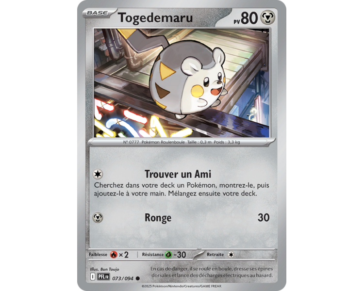 Togedemaru Pv 80 73/094 - Carte Commune Reverse - Méga-Évolution Flammes Fantasmagoriques
